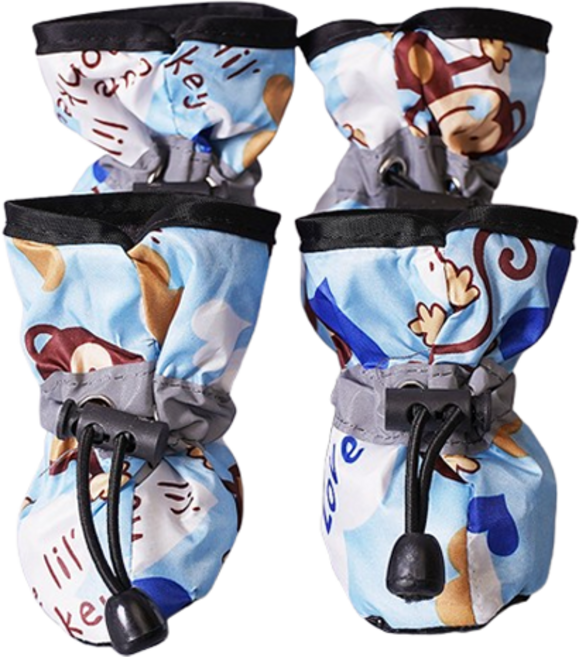 킹스로드 강아지 미끄럼방지 예쁜 신발 얇은, 몽키 블루, 4개