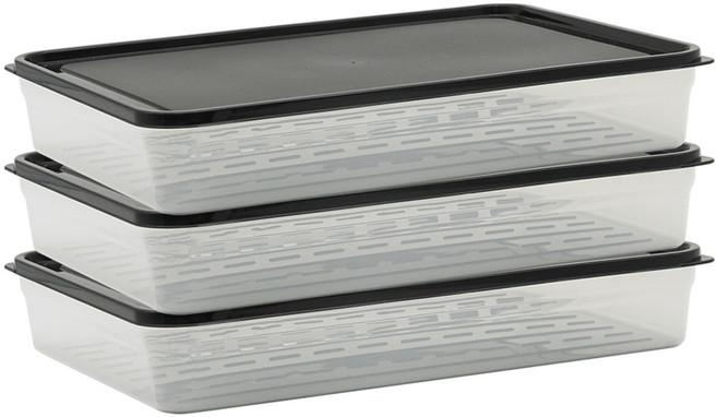 생활엔 말랑핏 차곡차곡 식재료 보관용기 블랙, 3개, 2600ml