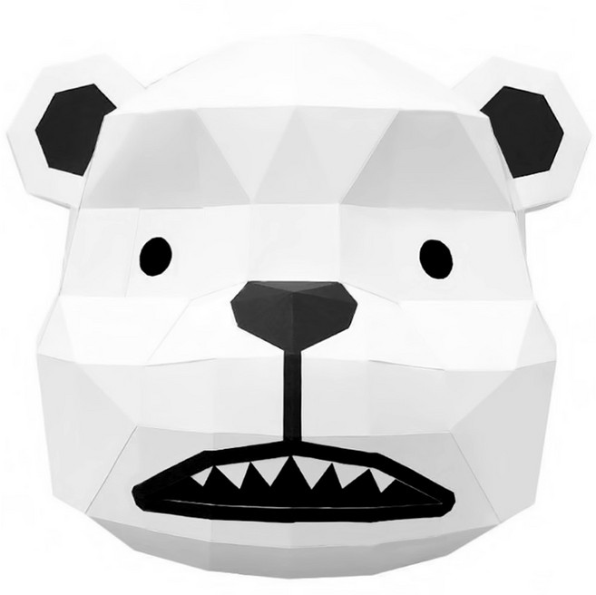 프리미엄 3D 입체 종이가면, 놀란곰, 1개