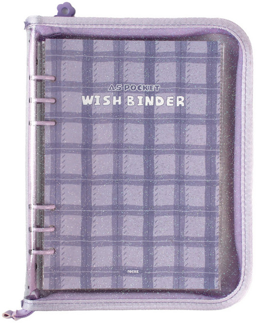리코즈 A5 위시바인더 커버 다이어리 6공, 04 퍼플체크, 1개