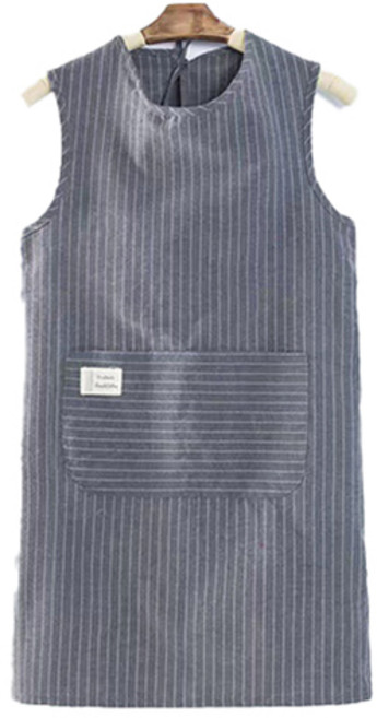 올웨일리 단가라 스트라이프 포켓 민소매 앞치마 TSP1512, 그레이, 1개