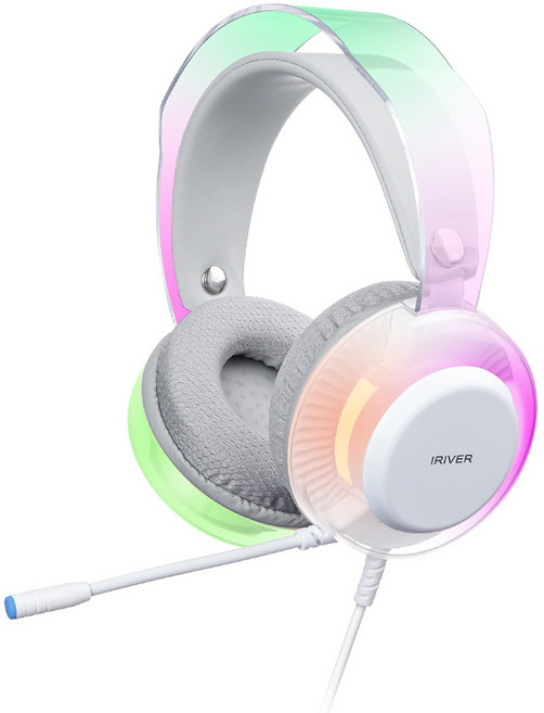 IRIVER 虛擬7.1聲道LED降噪麥克風USB電競耳機 + Type-C套組, 白色, Aurora GH6