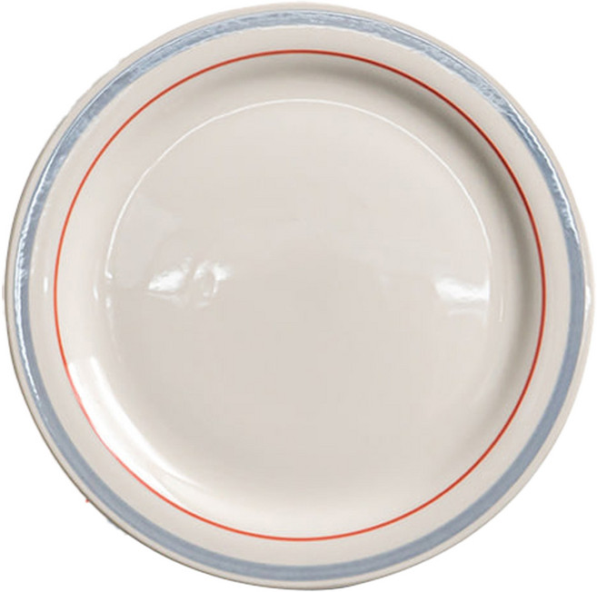 카네수즈 포그 라인 디저트 원형 앞 접시, 아이보리 + 블루그레이 + 레드, 1개