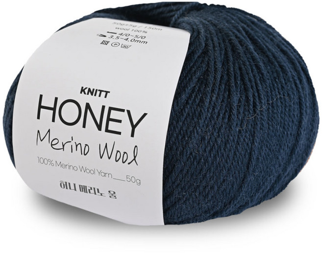 니뜨 허니 메리노 울 뜨개실 50g, 23 네이비, 1개