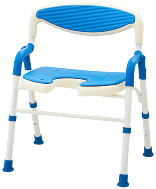 메디코 조립할 필요없는 U자형 접이식 노인 목욕 의자 MK-185B, 파랑, 1개