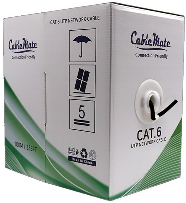 케이블메이트 CAT.6 UTP 기가 제작용 박스형 랜케이블 CM1173, 검정색, 1개, 100m