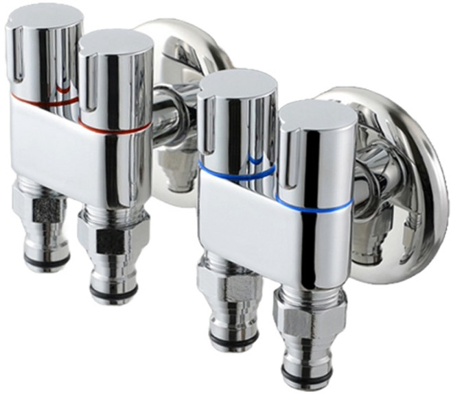 BK 두갈래 세탁 밸브 온수 + 냉수 세트, 1세트