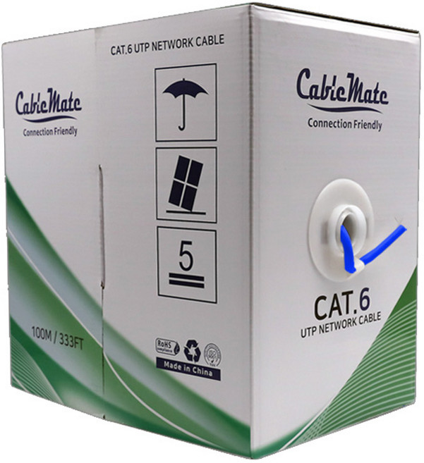CableMate CAT.6 UTP Giga 自製盒裝網路線 CM1172, 藍色, 100m, 1個