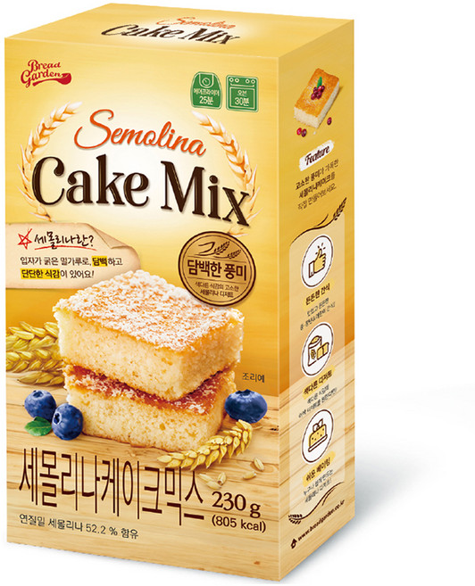 브레드가든 든든한 세몰리나 통밀 케이크믹스, 230g, 1개