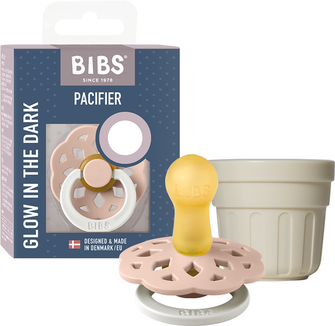 BIBS 보헴 고무 쪽쪽이 2단계 + 전용캡 세트, 2단계(6개월 이상), 블러쉬 야광(쪽쪽이), 랜덤발송(캡), 1세트