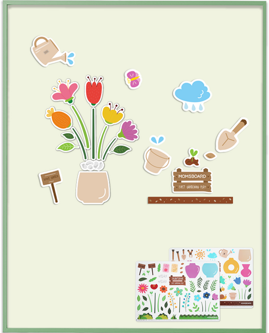 맘스보드 큐브 학습 보드 + 가드닝 자석놀이 세트, 포레스트 그레이(몰딩), 듀그린(보드), 1개