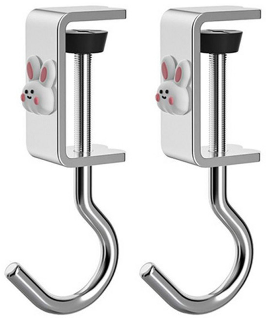 스타리움 무타공 클램프형 책상 가방 걸이, 토끼 실버, 2개
