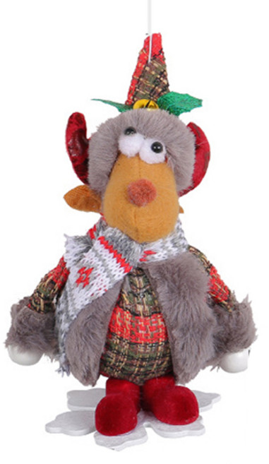 홈플로우 크리스마스 분위기 가득한 모자쓴 인형 장식 루돌프, 혼합색상, 1개