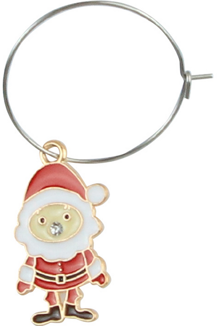 미소로운 크리스마스 할로윈 와인잔 링, 큐빅코산타, 1개