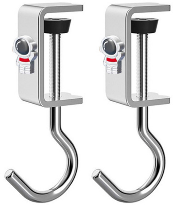 스타리움 무타공 클램프형 책상 가방 걸이, 우주인 실버, 2개