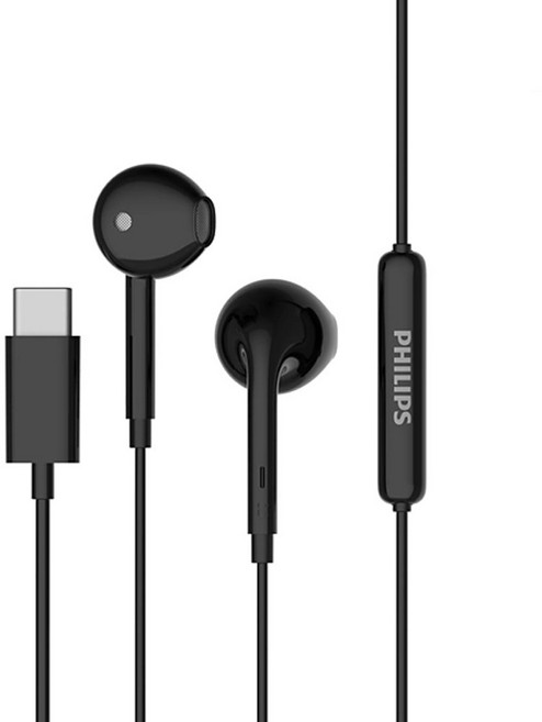 필립스 C타입 내장 DAC 오픈형 유선 이어폰 TAE1018 블랙