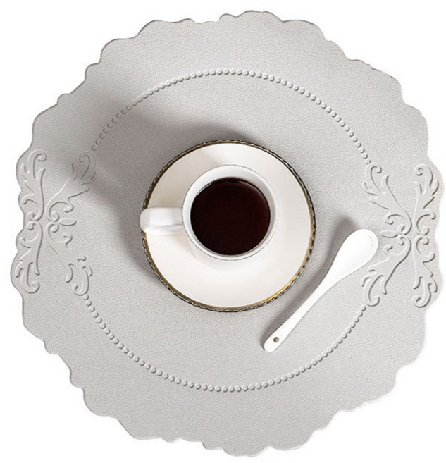 로이윙 엔틱 식탁 테이블 PVC 매트 라운드, 그레이, 38 x 36.5 cm, 1개