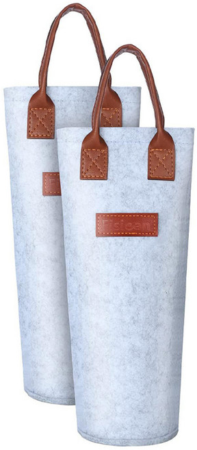 코히모 와인 쇼핑 백 4W310, 2개, 라이트그레이