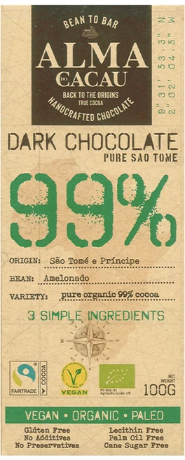 알마카카우 유기농 다크초콜릿 99%, 100g, 1개 - 쿠팡