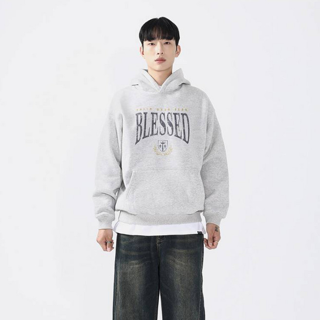 세인트페인 남녀공용 SP 블레스드 기모 오버핏 후드