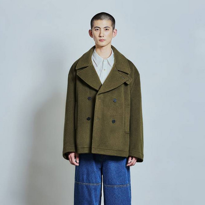 로드존그레이 남성용 button up collar pea coat