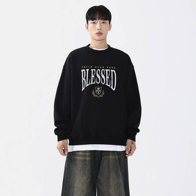 saintpain 男女通用 SP Blessed 刷毛寬鬆版型大學T