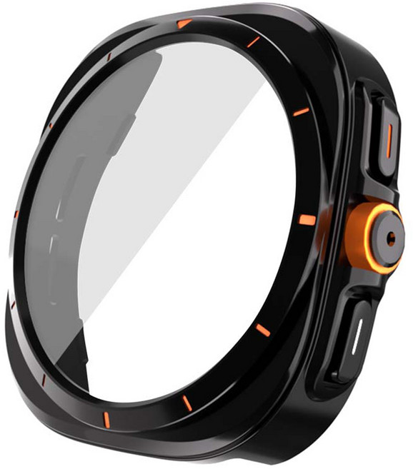 젤센 울트라변신 풀커버 일체형 9H 강화유리 스마트워치 케이스 44mm, 블랙, 1개