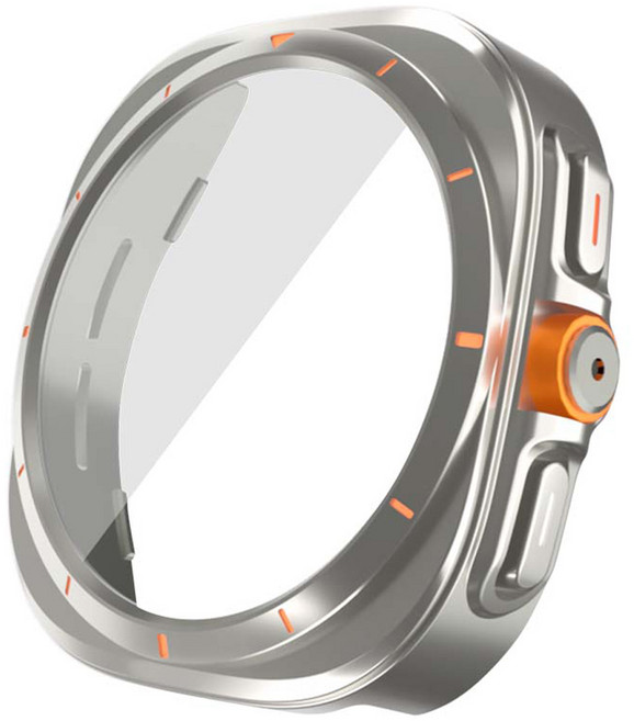 젤센 울트라변신 풀커버 일체형 9H 강화유리 스마트워치 케이스 44mm, 티타늄실버, 1개