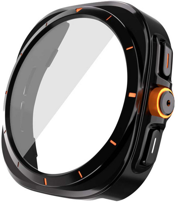 젤센 울트라변신 풀커버 일체형 9H 강화유리 스마트워치 케이스 44mm, 블랙, 1개
