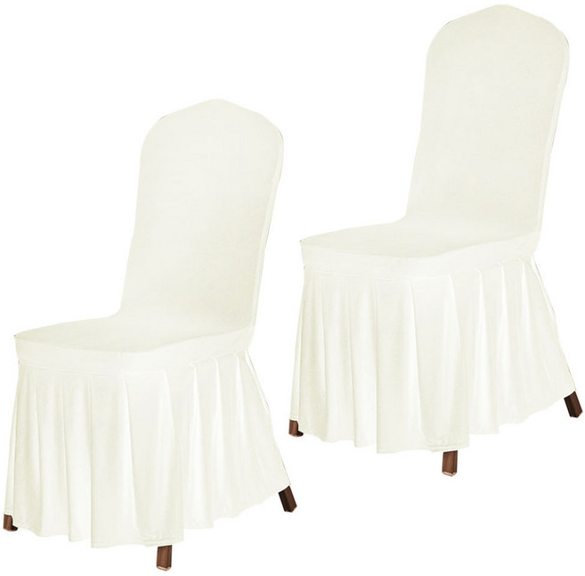 하늬통상 쿠넬 롱프릴 스판 의자 커버, 아이보리, 2개