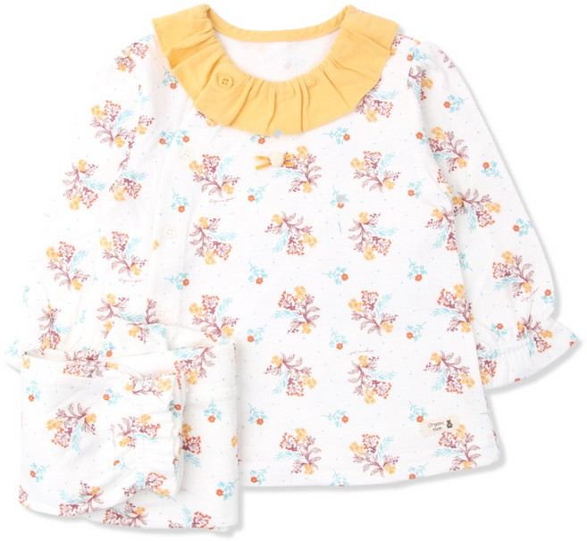 오가닉맘 여아용 미엘 면 긴소내의 상하의 세트