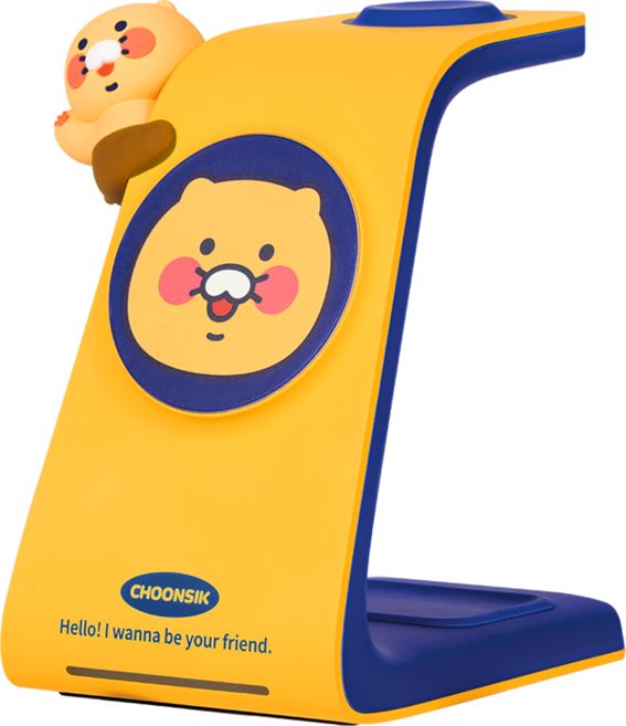 카카오프렌즈 하이춘식 3 in 1 맥세이프 고속 무선 충전기 애플워치용 15W, 1개, 블루