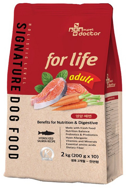 마이펫닥터 어덜트 시그니처 독 푸드 포 라이프 건식사료, 연어, 2kg, 1개