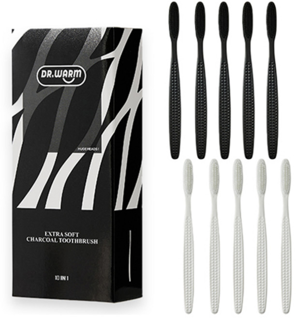 닥터웜 부드러운 헤드 큰 칫솔, 1개, 10개입