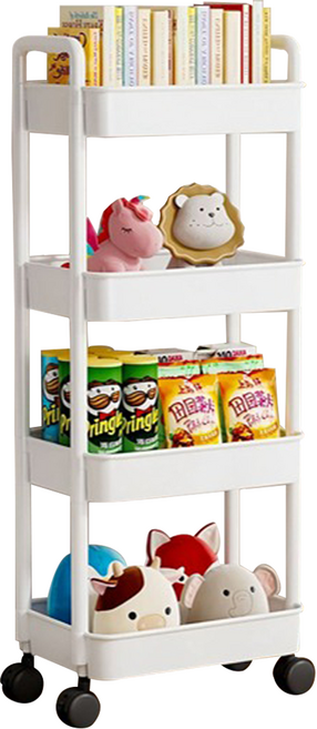 리브모어 이동식 선반 트롤리, 화이트, 4단