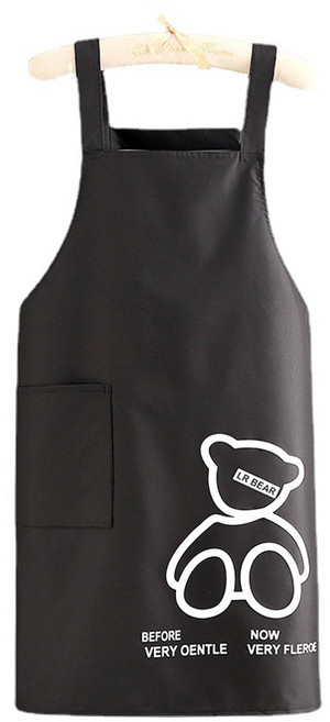 다다 캔버스 미술 주방 전문가용 방수 방유 베어 앞치마, 블랙