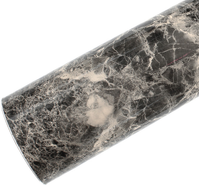로즈로사 하이 글로시 마블 인테리어 필름 시트지 GS414, 블랙 + 베이지, 폭 60cm x 길이 30m