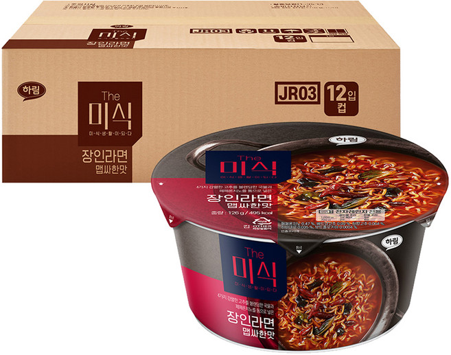더미식 장인라면 맵싸한맛 컵라면 126g, 12개