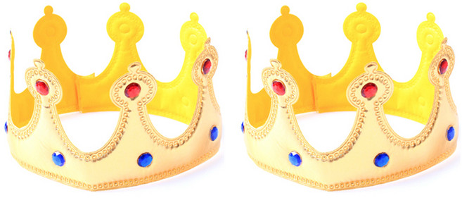 스투피드 소프트 스펀지 보석 왕관, 골드, 2개