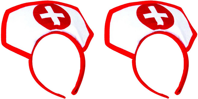 스투피드 섹시 간호사 캡 머리띠, 혼합색상, 2개