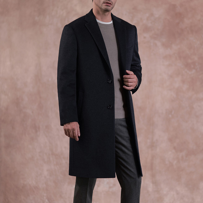맨잇슈트 남성용 솔리드 체스터 필드 울 코트