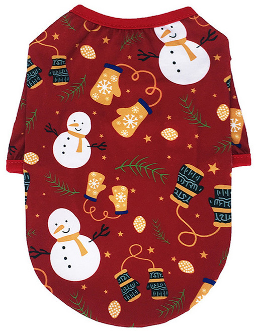 아티펫 반려동물 크리스마스 스타일 티셔츠, 레드눈사람, 1개