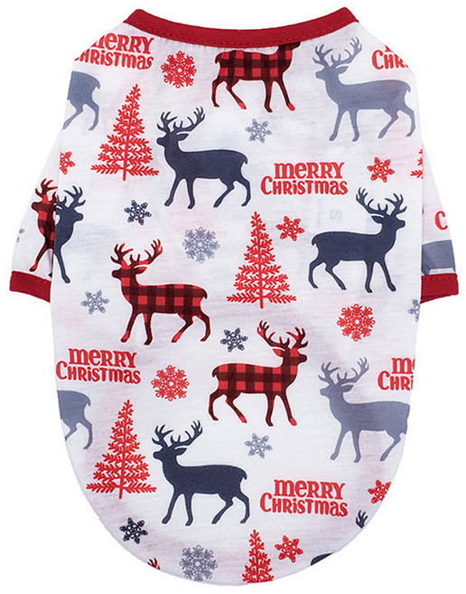 아티펫 반려동물 크리스마스 스타일 티셔츠, 화이트엘크, 1개