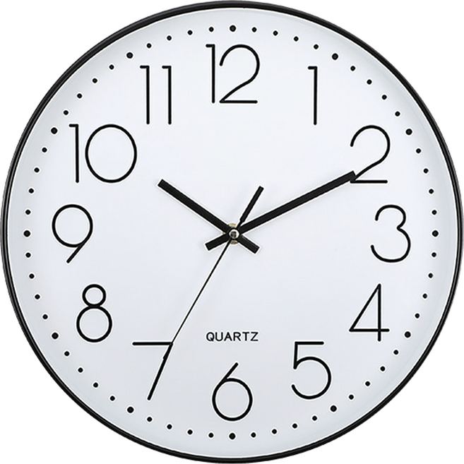 풀템 무소음 라운드 소형 벽시계 8인치, 화이트블랙