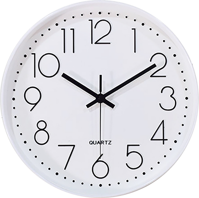 풀템 무소음 라운드 소형 벽시계 8인치, 올화이트