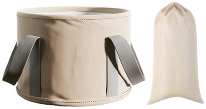 피어니스트 휴대용 접이식 욕실 족욕통, 1개, 베이지