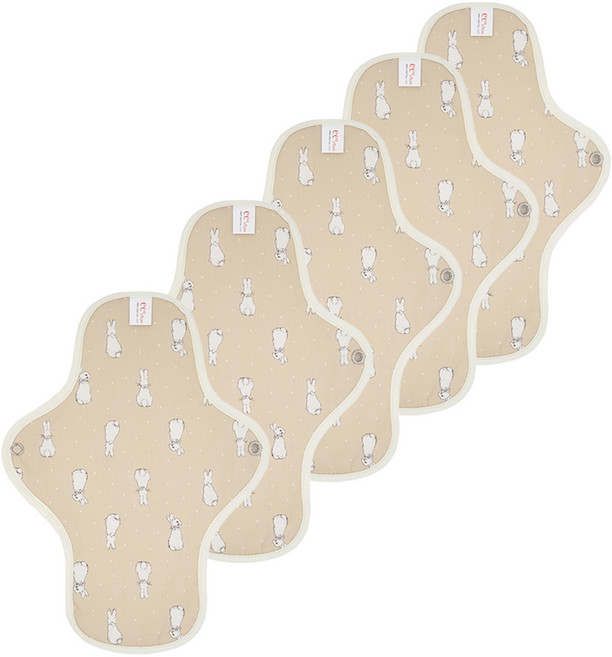 이채 플라워 일체형 면생리대 베이지, 5개, 1개입, 중형