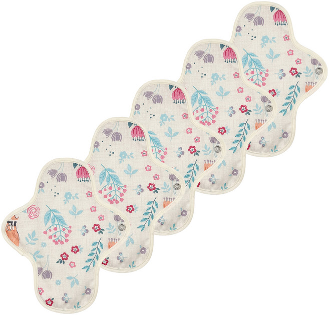 이채 플라워 일체형 면생리대 화이트코이, 5개, 1개입, 소형