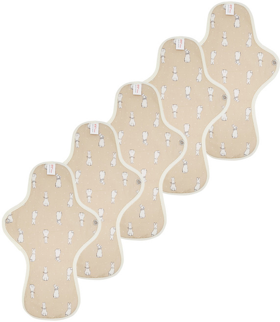 이채 플라워 일체형 면생리대 베이지, 5개, 1개입, 대형