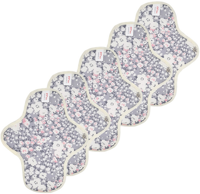 이채 플라워 일체형 면생리대 그레이플라워, 소형, 1개입, 5개